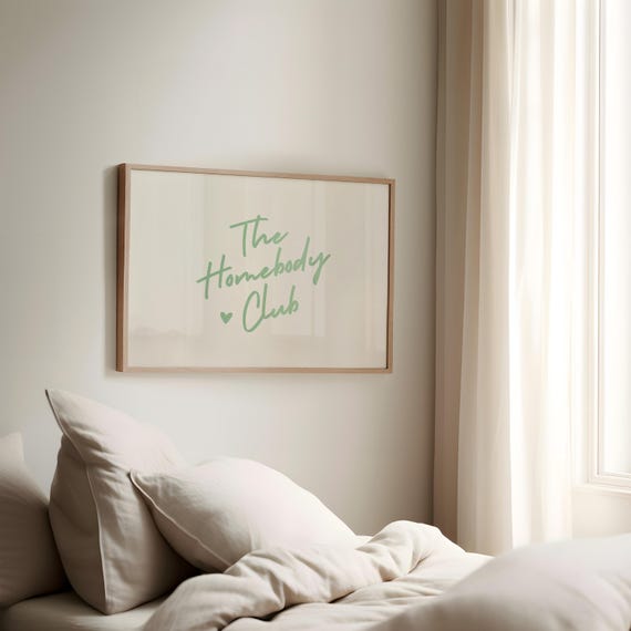 The Homebody Club Green Landscape Print Trendy Wall Art Print Neutral Wall Decor Living Room Decor Bar Cart Art Print