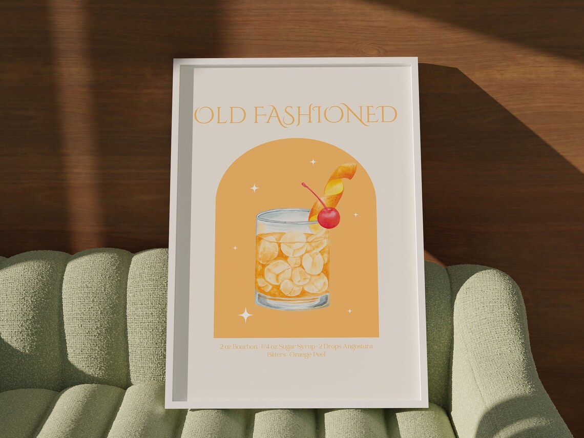 Old Fashioned Cocktail Poster, Trendy Kitchen Print - Image 2