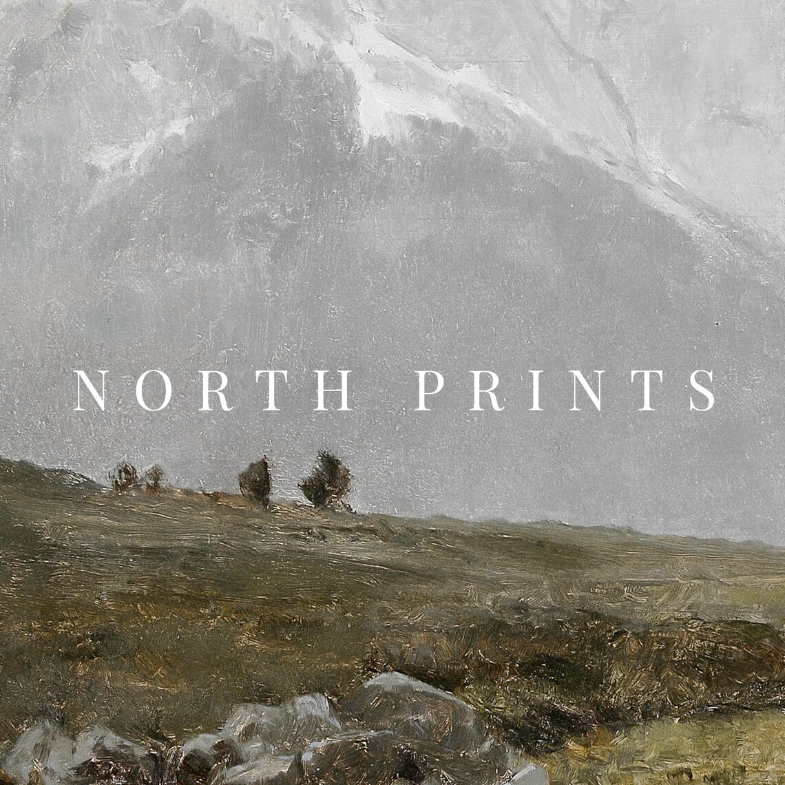 Muted Vintage Mountain Landscape Art Print - Image 2