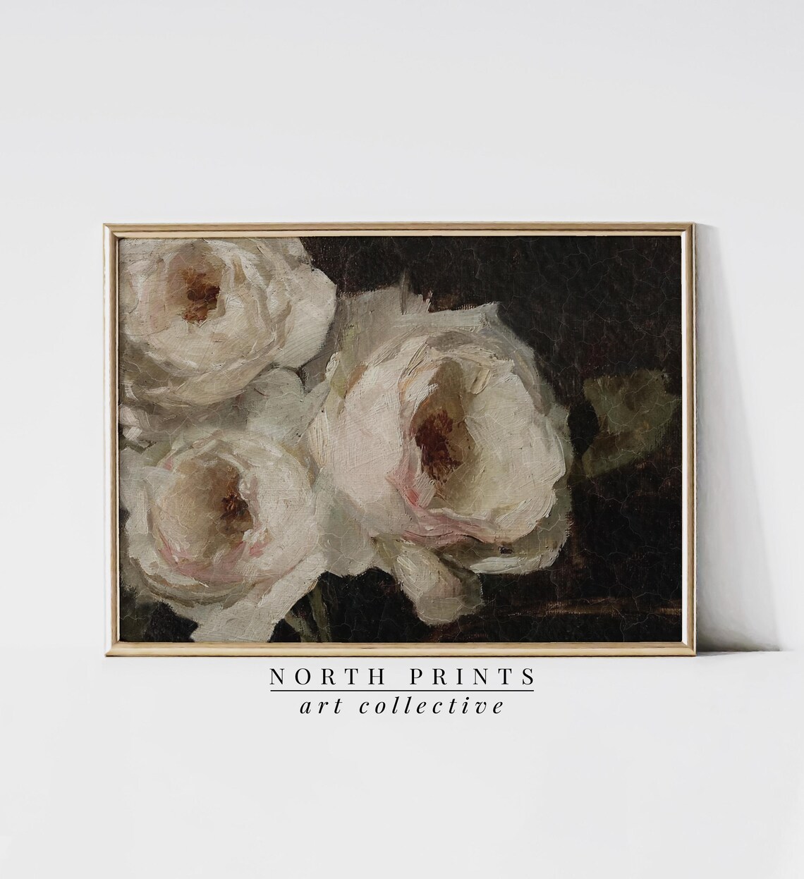 Moody Roses Still Life Painting, Dark Botanical Art Print - Image 4