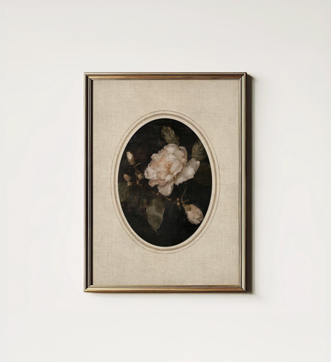 Moody Antique Botanical Art Print, Victorian Floral