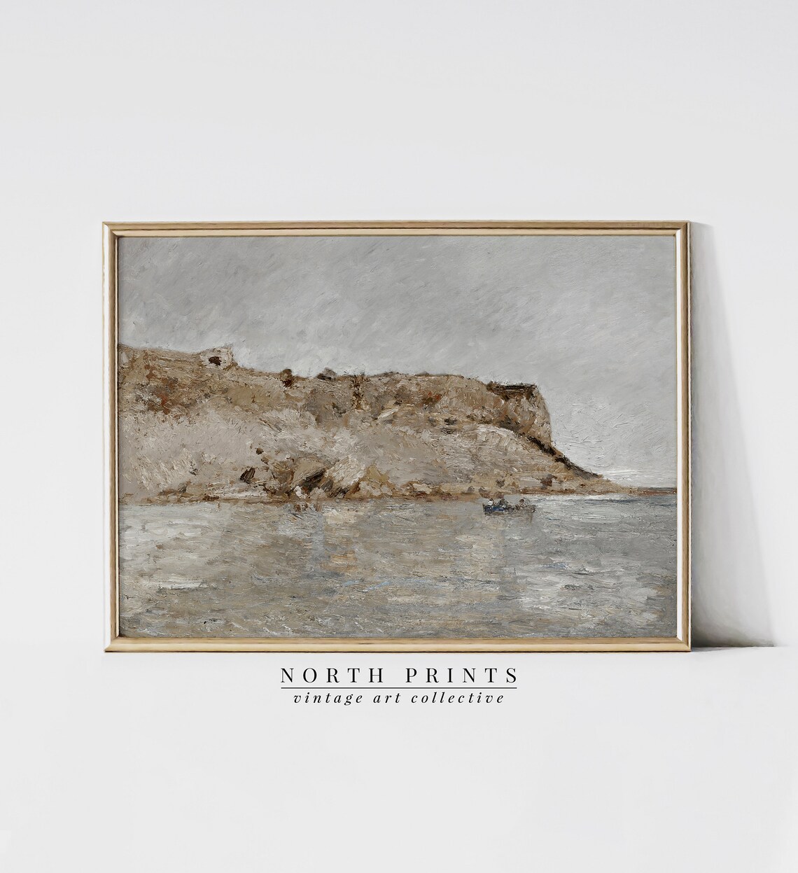 Rustic Coastal Neutral Seascape Art Print