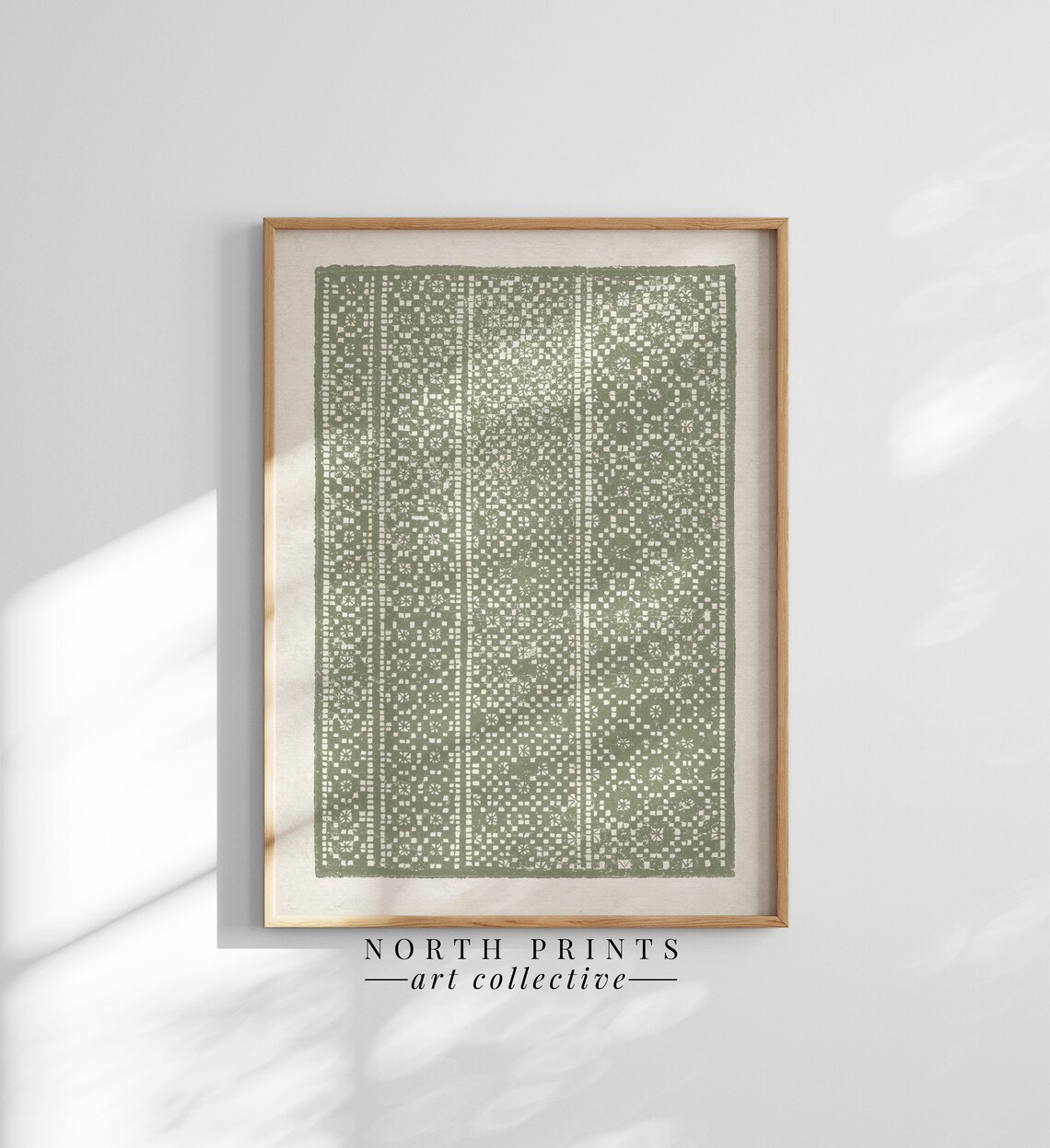 Green Antique Lace Pattern Illustration Art Print - Image 3