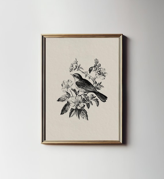 Neutral Bird Print, Minimalist Modern Farmhouse Art Print