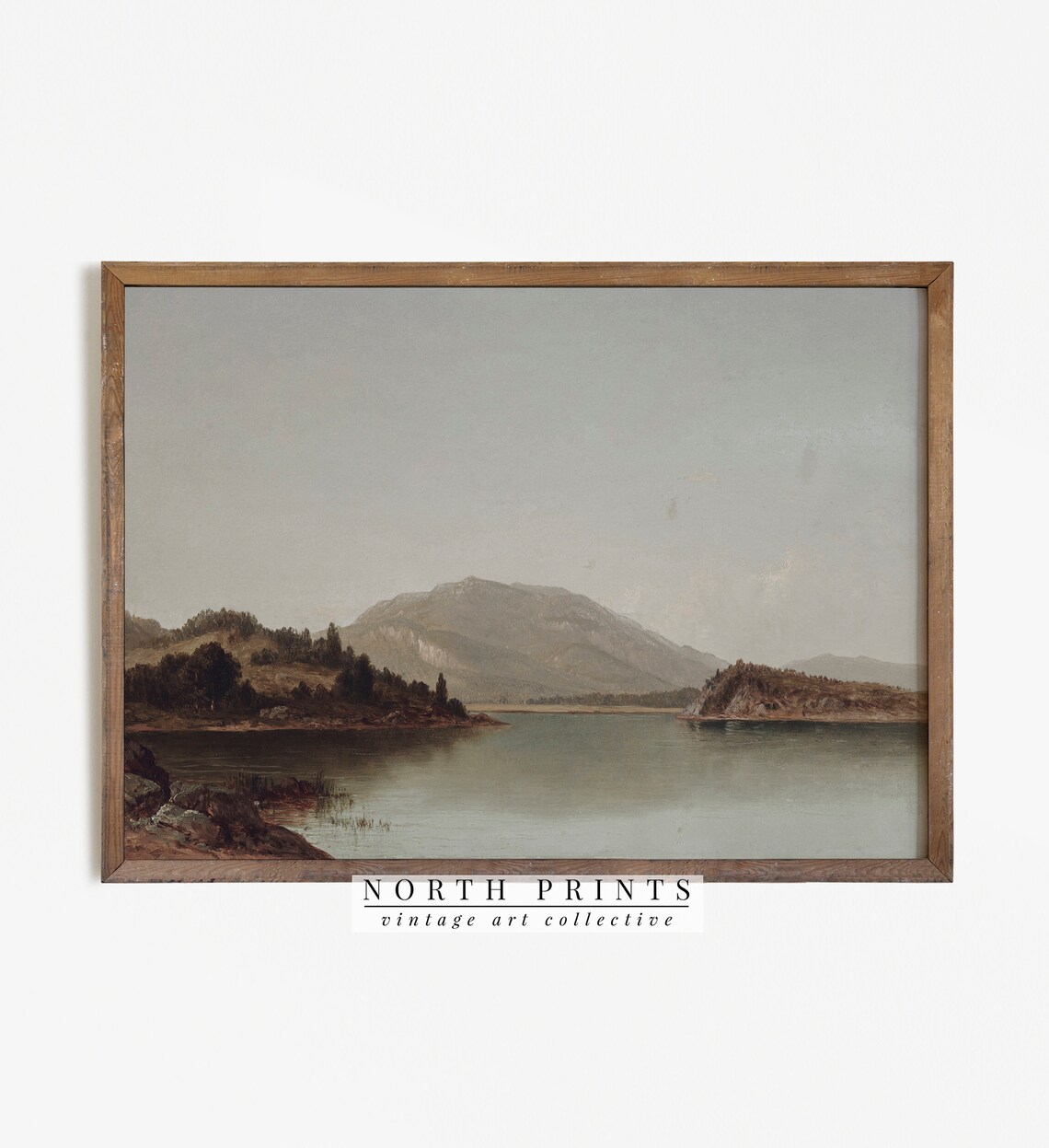 Vintage Lake Painting Landscape Wall Art Print - Image 4