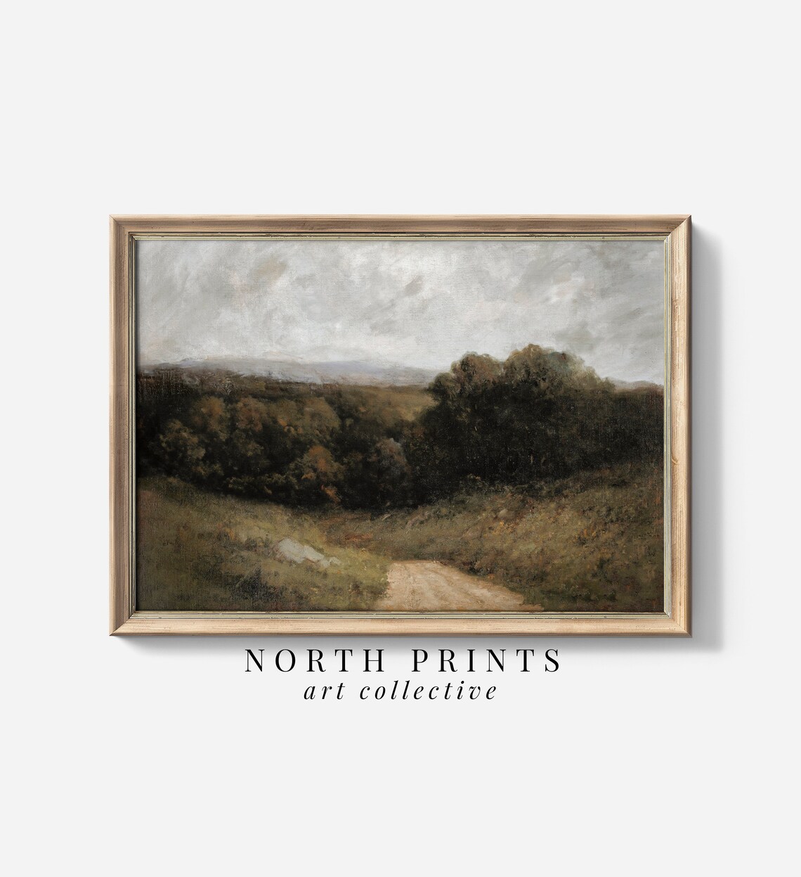 Moody Country Road Landscape, Vintage Art Print