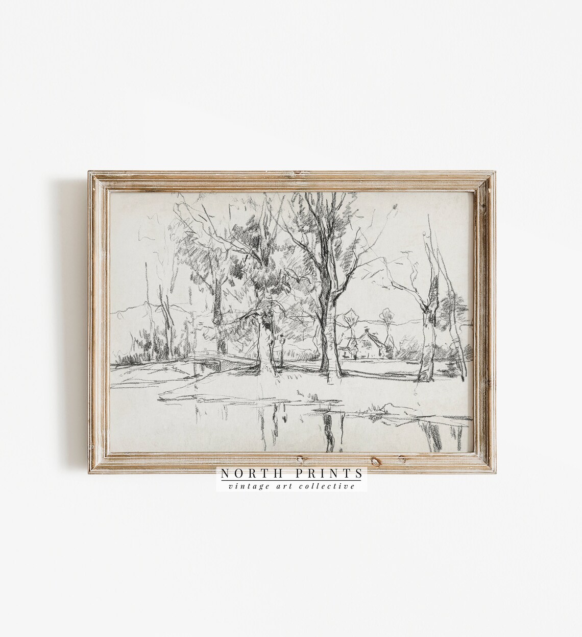 Minimalist Landscape Drawing, Neutral Farmhouse Art - Image 3