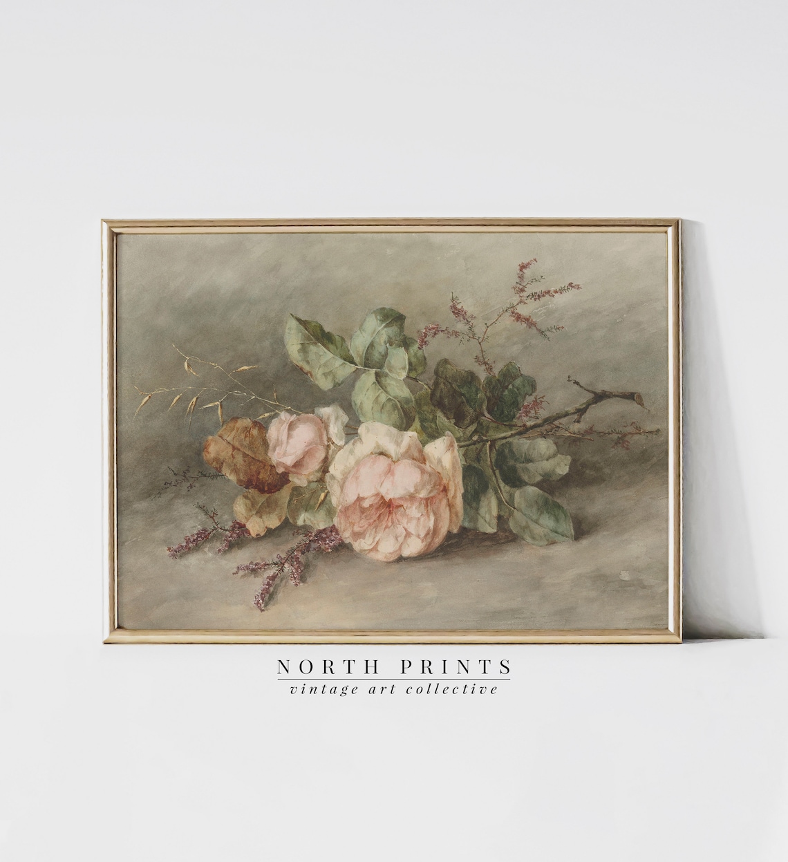 Vintage Pink Botanical Still Life Art Print