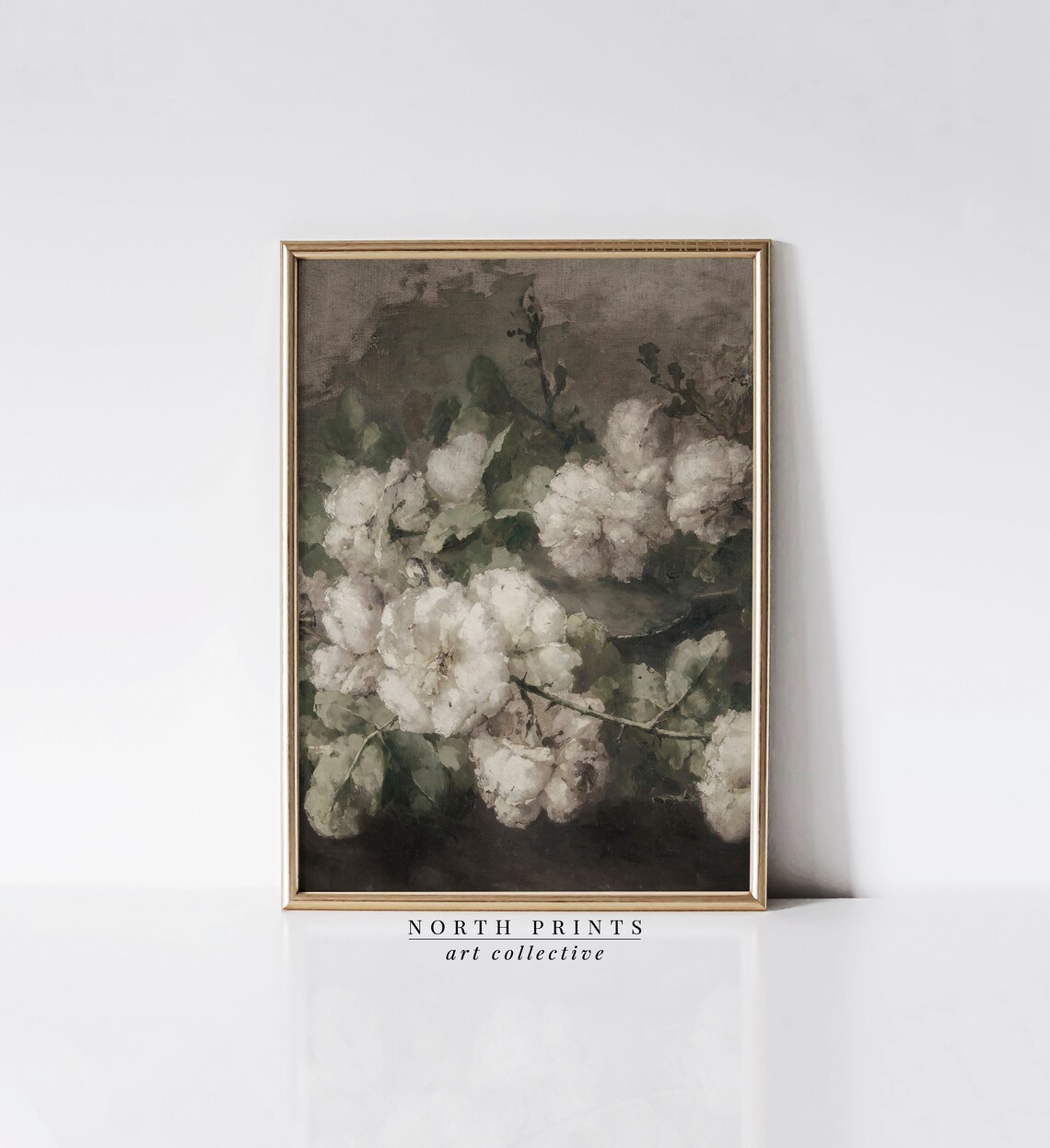 Vintage White Roses Victorian Floral Art Print - Image 3