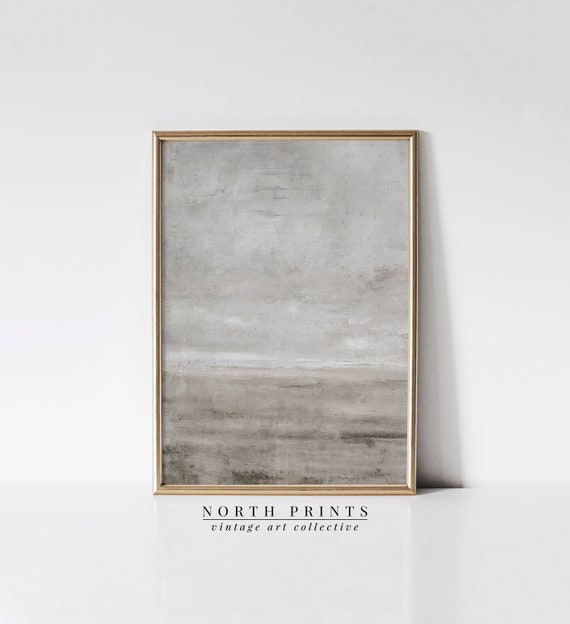 Muted Coastal Landscape, Neutral Vintage Art Print