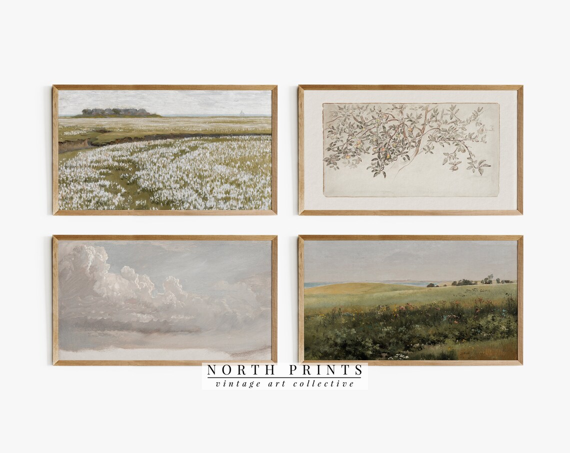 Spring Vintage Landscape Paintings Art Print Bundle