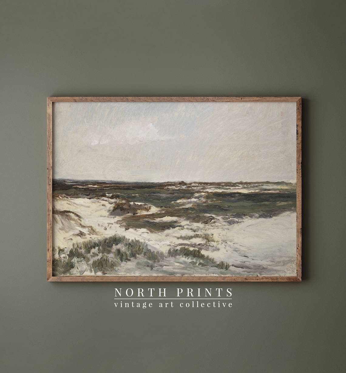 Vintage Coastal Beach Landscape Poster, Soft Green - Image 2