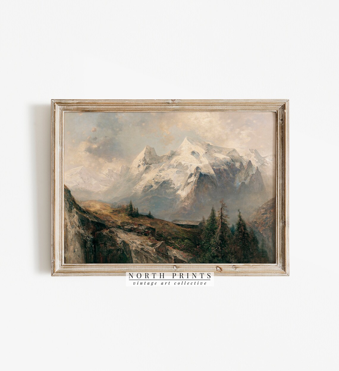 Rustic Winter Mountain Landscape Vintage Art Print - Image 2