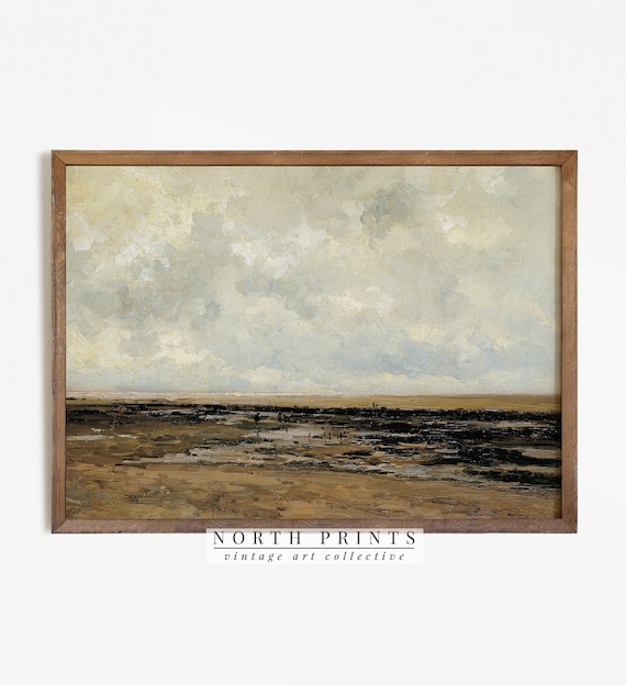 Moody Coastal Painting Vintage Seascape Oil Painting Gallery Wall Art Print 139
