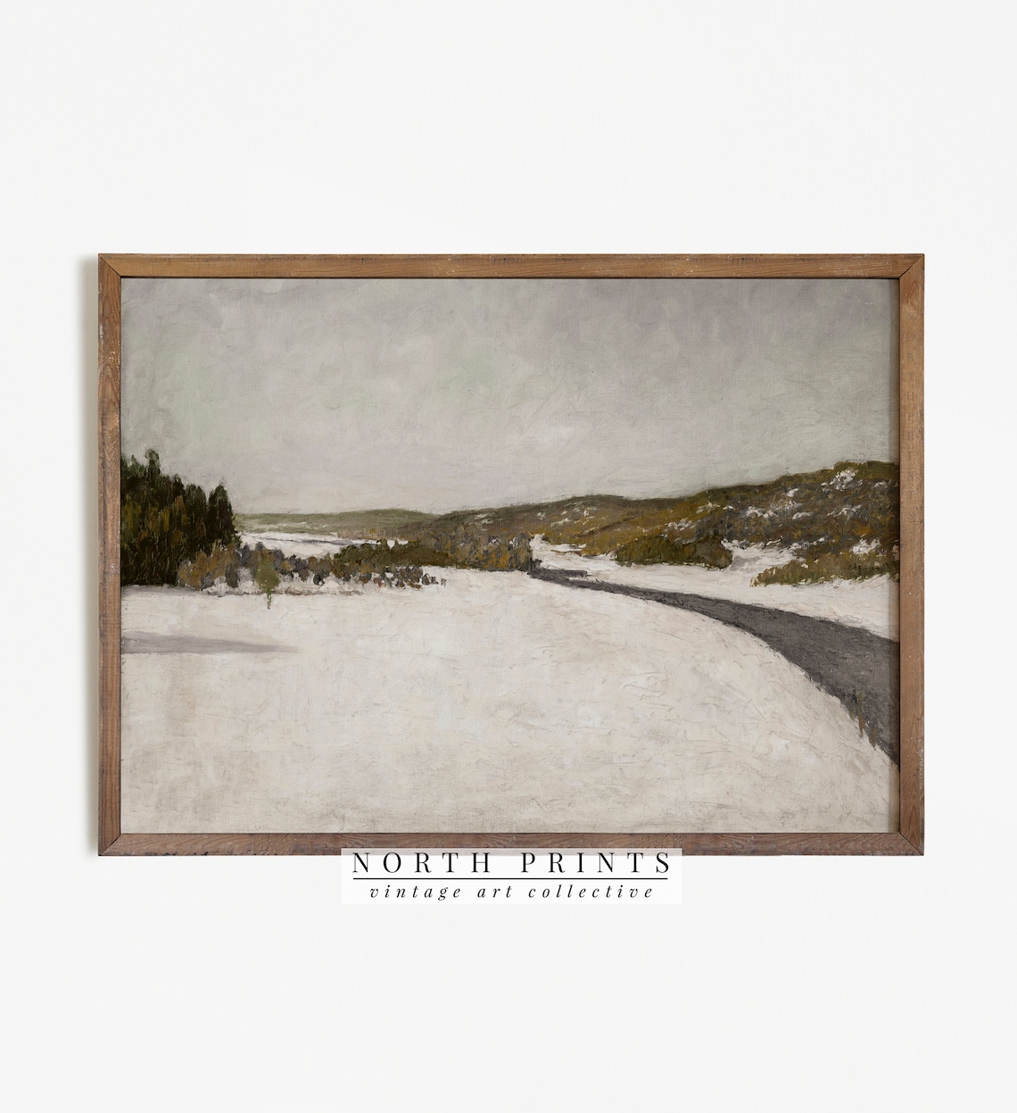 Vintage Winter Landscape Painting, Farmhouse Decor - Image 3