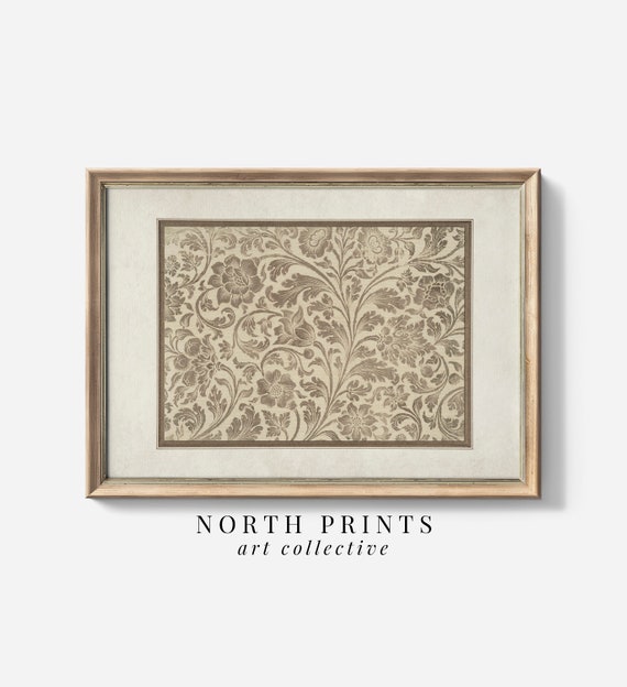 Vintage Botanical Tapestry Pattern Art Print