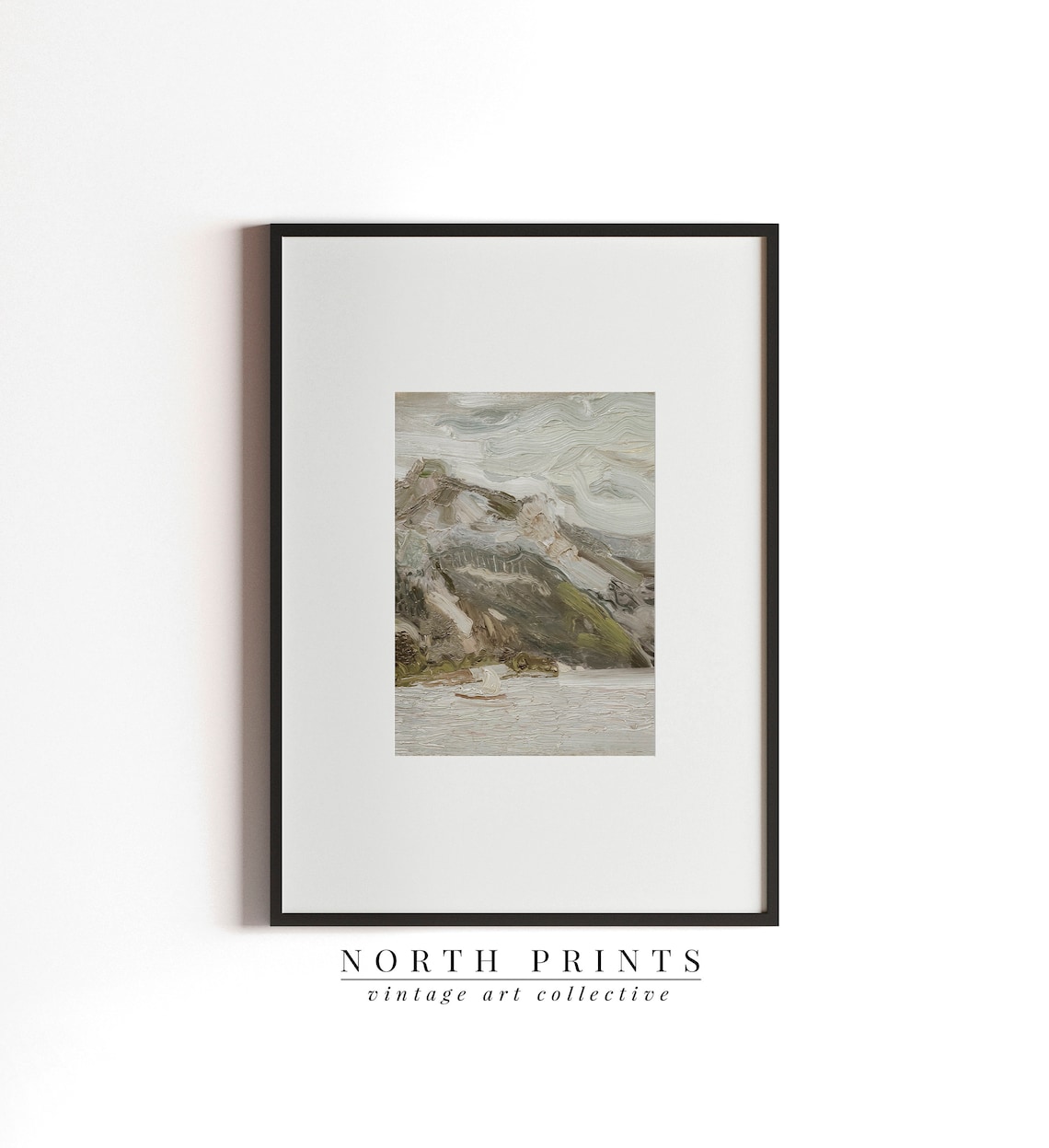 Neutral Green Coastal Painting, Vintage Seascape Art Print - Image 3