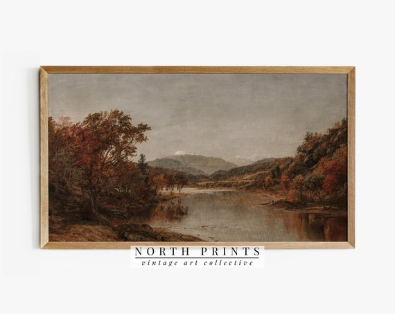 Vintage Autumn Landscape Art Print, Fall Decor