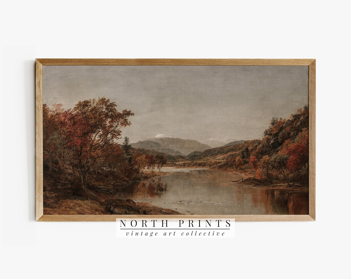Vintage Autumn Landscape Art Print, Fall Decor