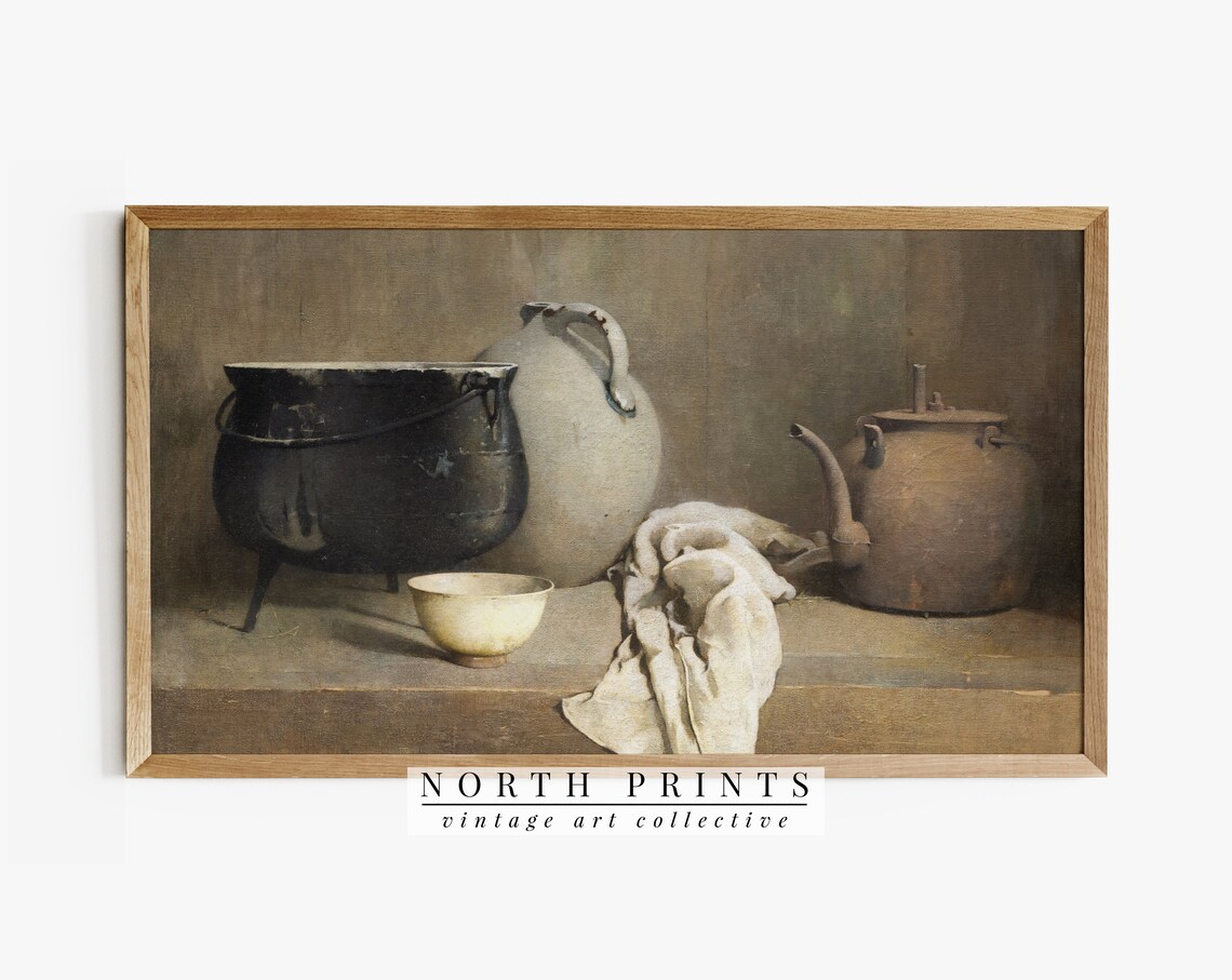 Vintage Farmhouse Pottery Still Life Art Print