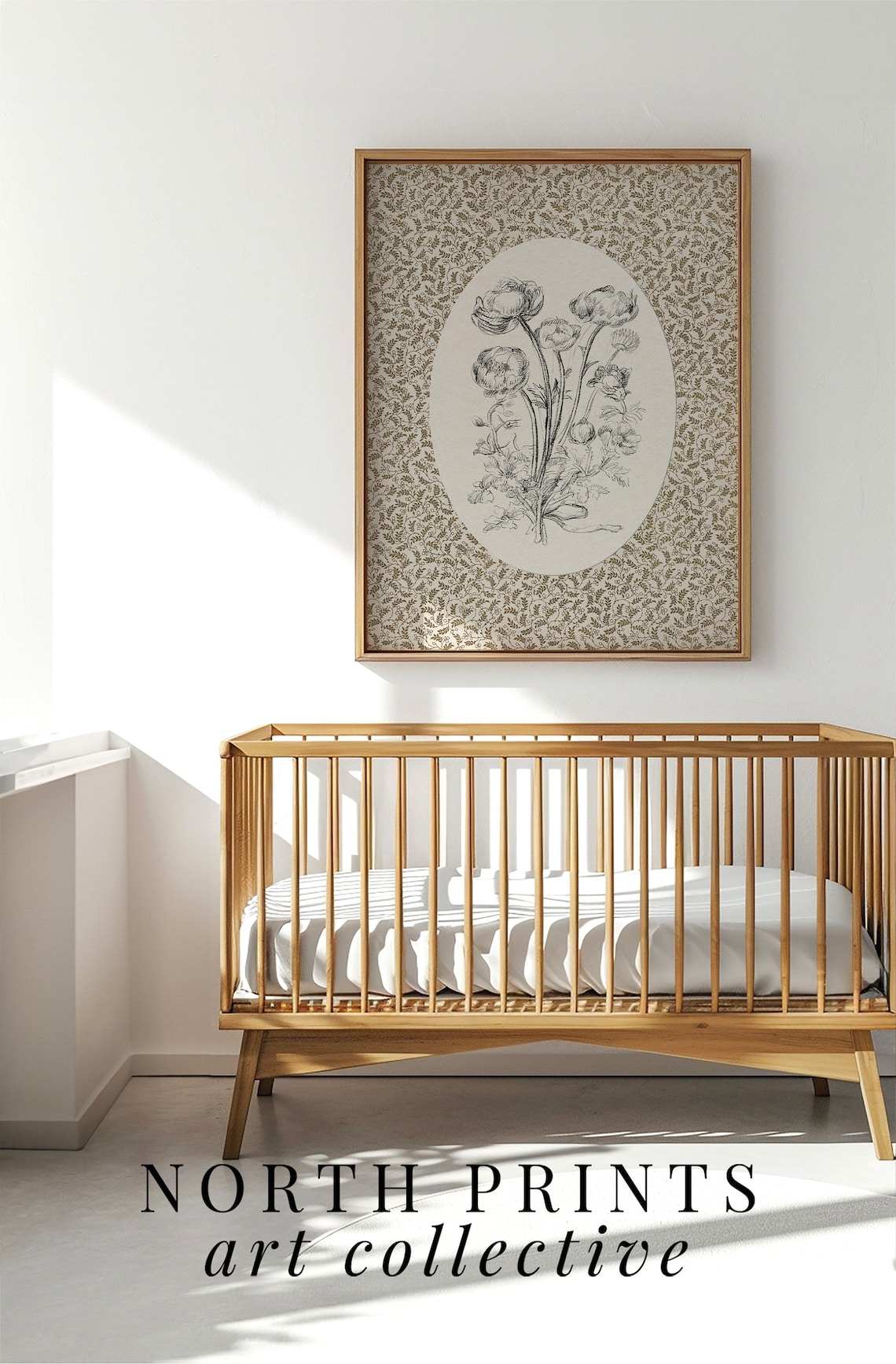 Neutral Vintage Floral Art Print, Cottage Nursery Decor - Image 2