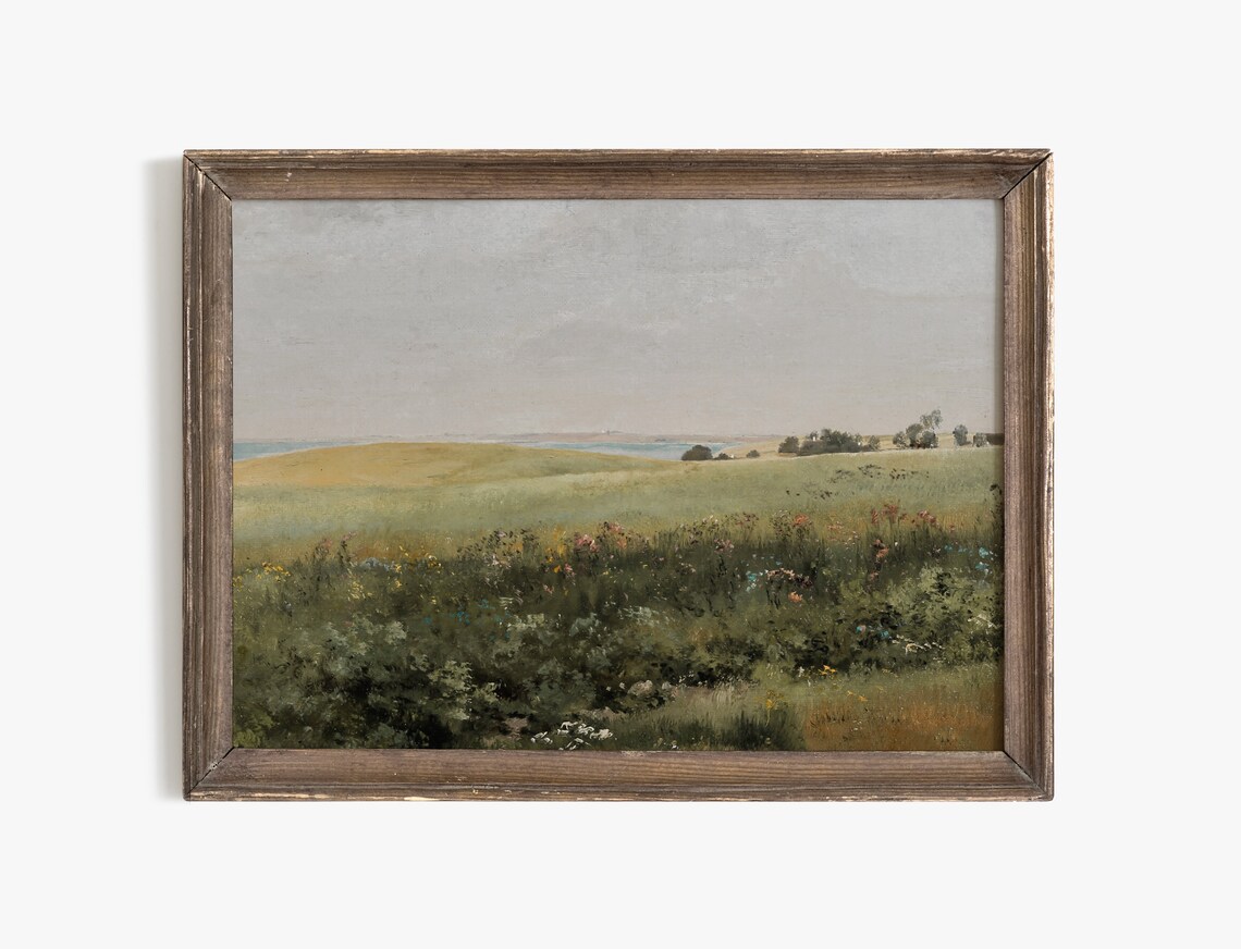 Spring Landscape Painting Vintage Country Farmhouse Art - Image 3
