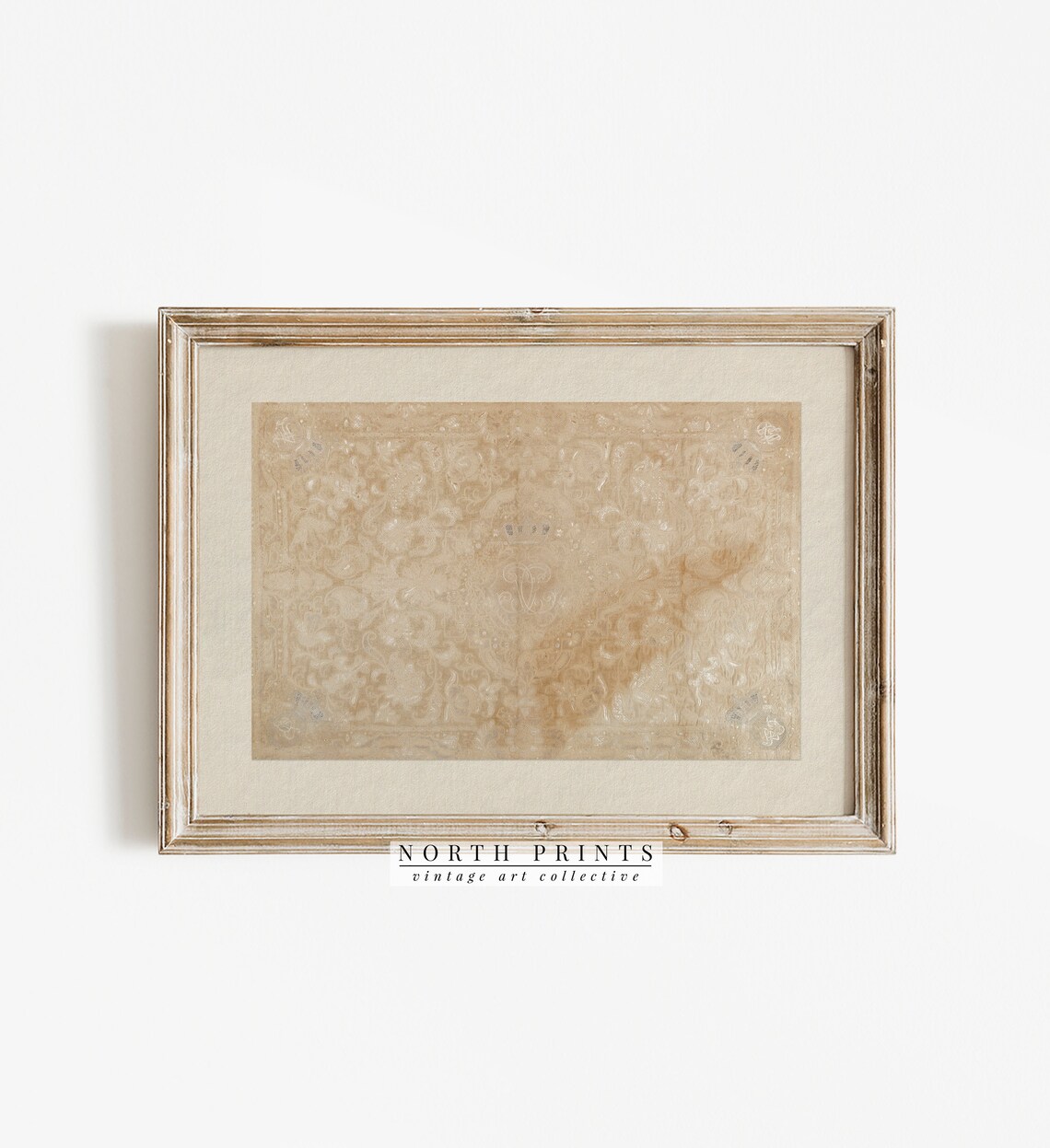 Antique Tapestry Neutral Horizontal Textile Art Print - Image 3