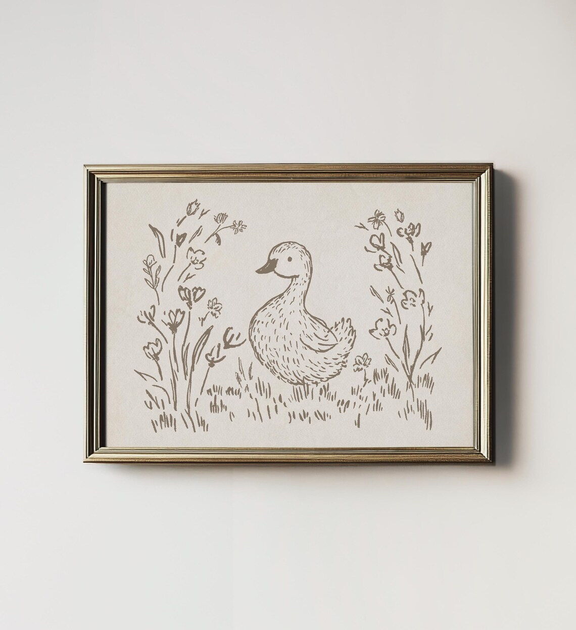 Duck Nursery Art Print, Neutral Minimalist Kids Decor