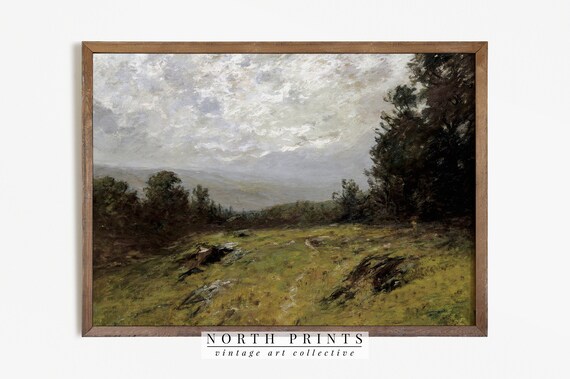 Country Landscape Vintage Print Poster Moody Landscape Painting 277