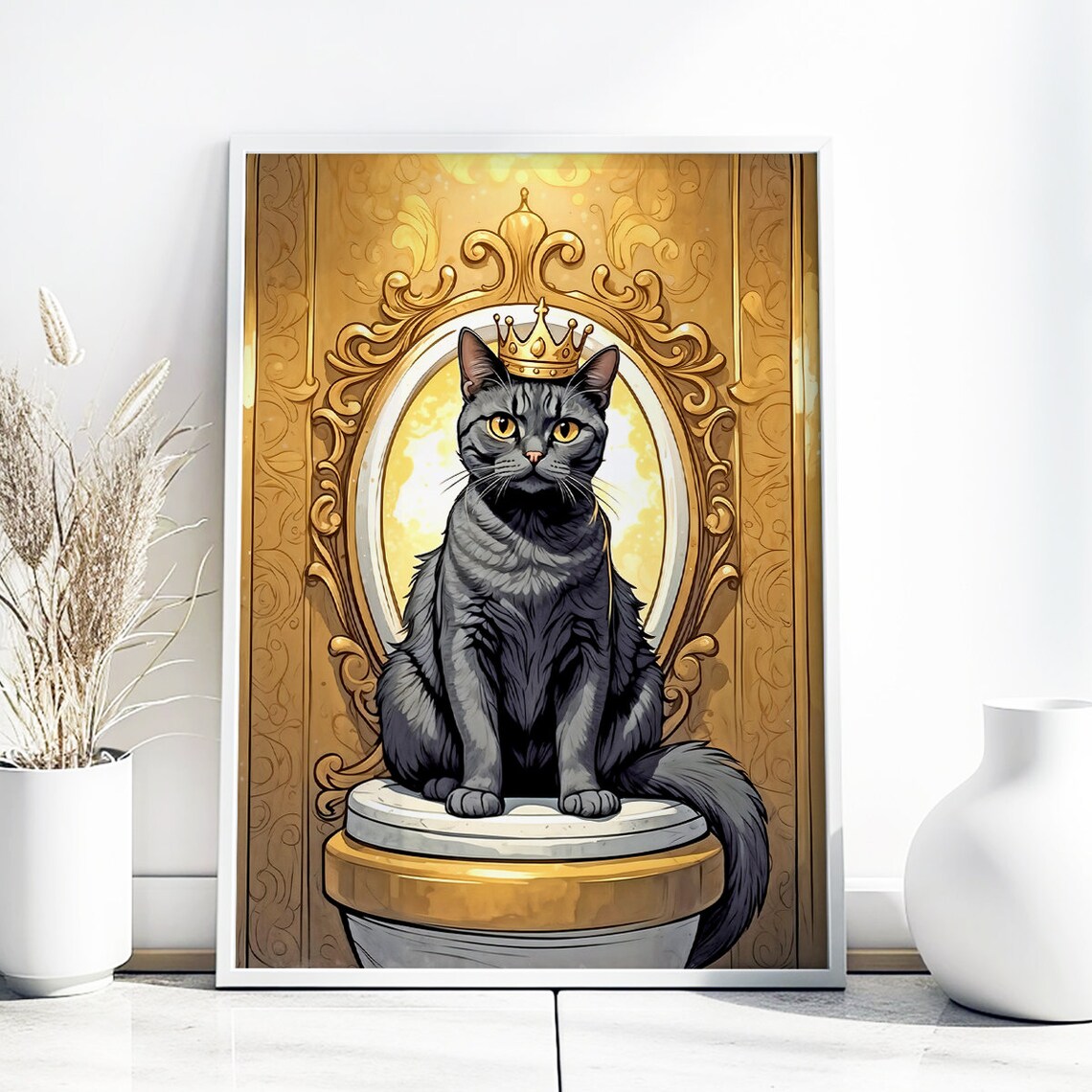 Scottish Fold Cat, Funny Bathroom Art Print - Image 3