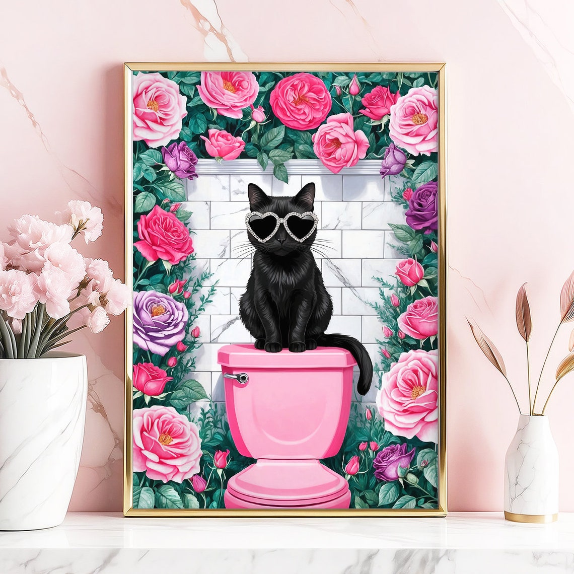 Black Cat Bathroom Toilet Print, Funny Wall Art - Image 3