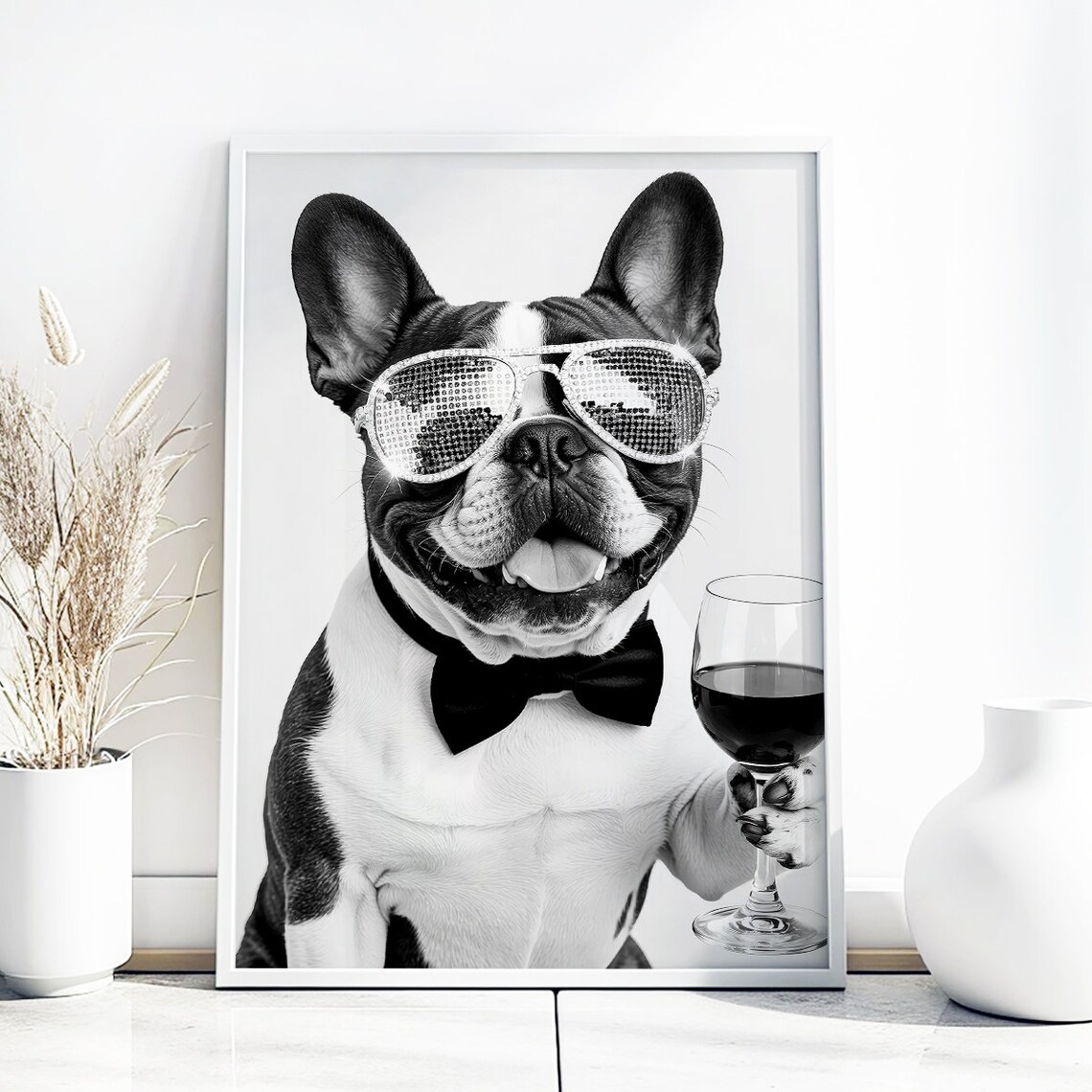 French Bulldog Drinking Wine, Funny Dog Gift - Image 2