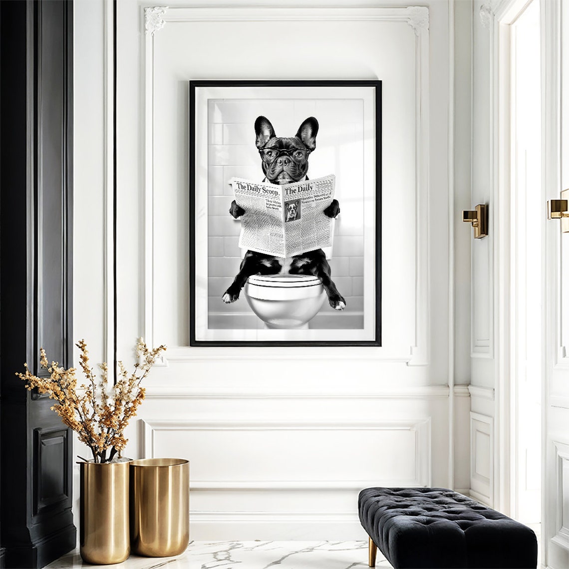 French Bulldog Wall Art Frenchie Toilet Print Frenchie Poster Funny Bathroom Decor French Bulldog Print Dog Gift - Image 4