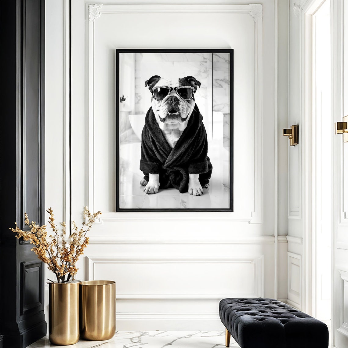 English Bulldog Wall Art English Bulldog Poster Funny Bathroom Decor English Bulldog Print Toilet Print Dog Gift - Image 4