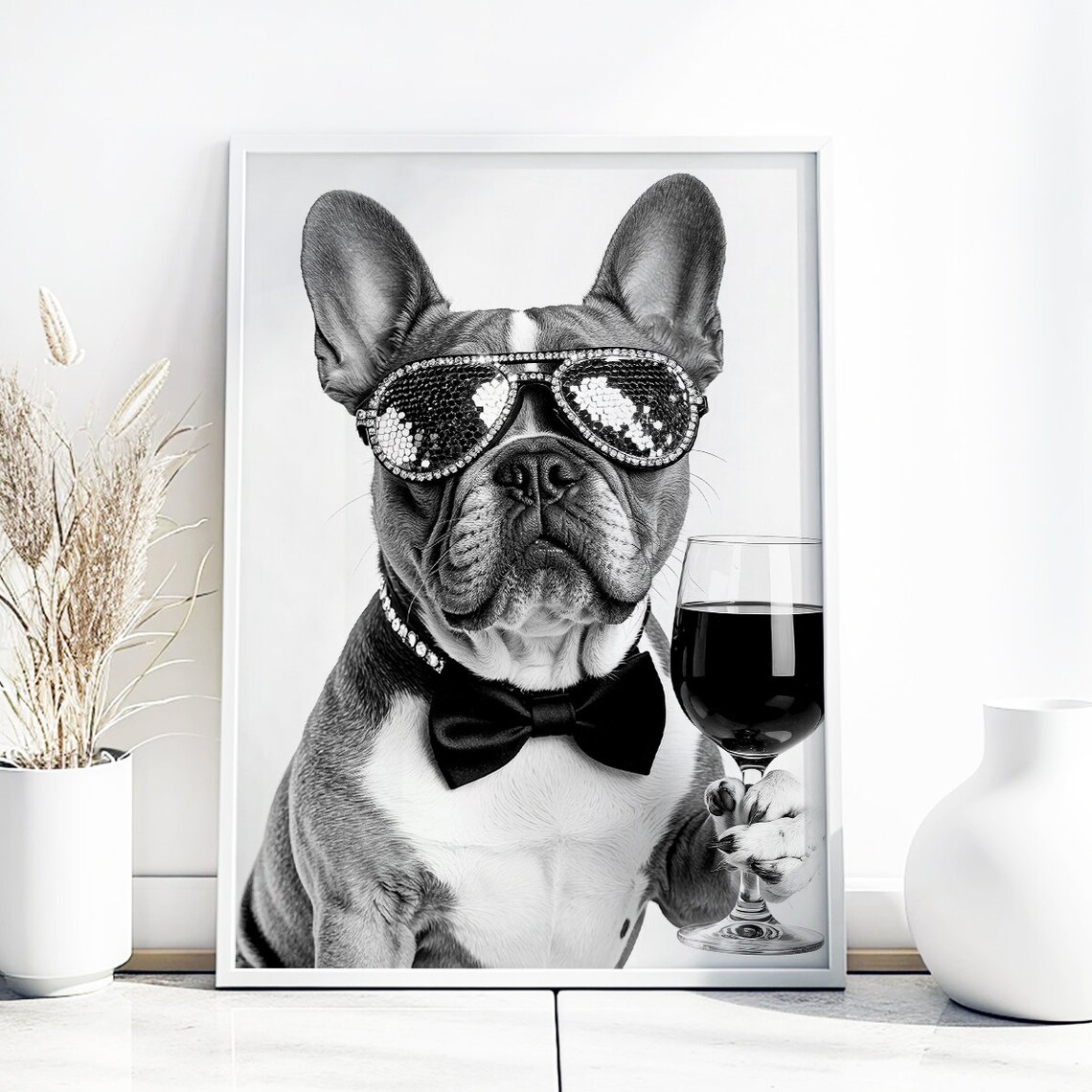 French Bulldog Drinking Wine, Funny Dog Gift - Image 3