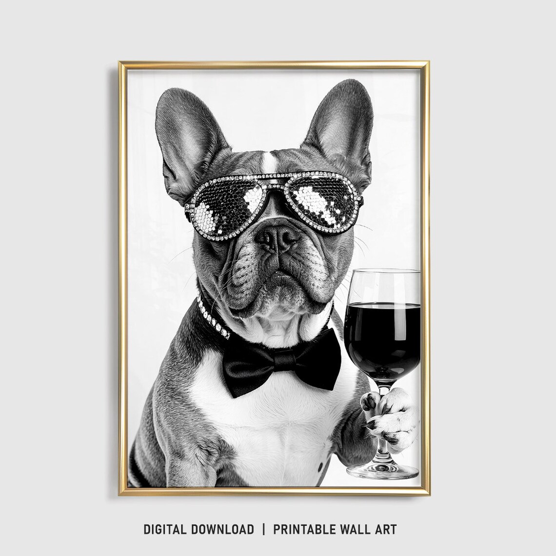 French Bulldog Drinking Wine, Funny Dog Gift
