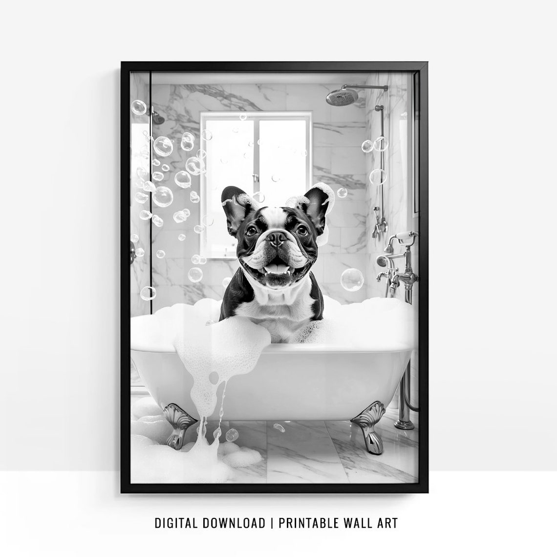 French Bulldog Wall Art Frenchie Poster Funny Bathroom Decor French Bulldog Print Frenchie Toilet Print Dog Gift
