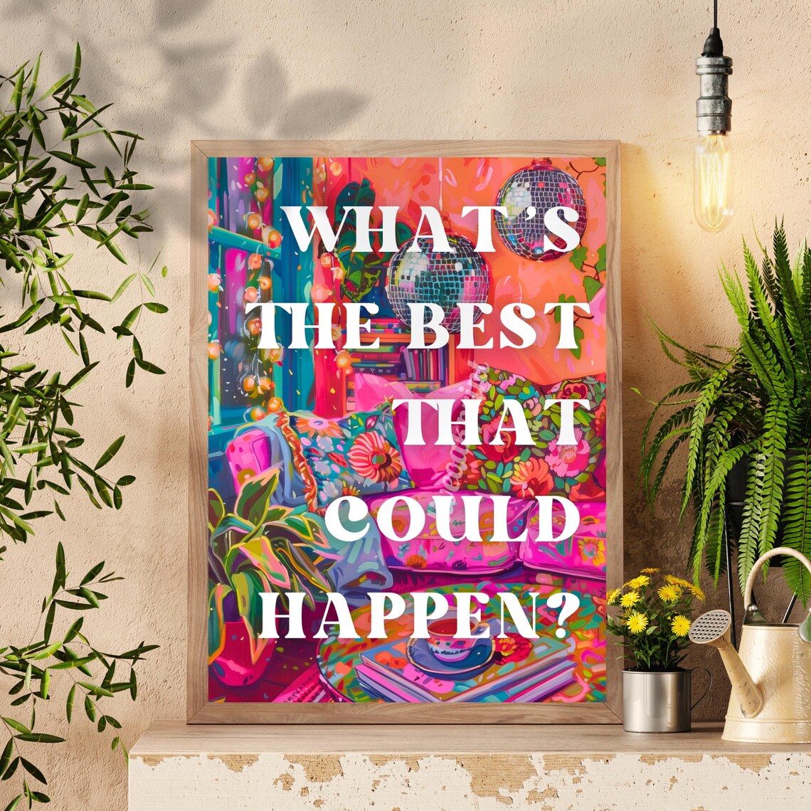Retro Disco Quote Art Print, 1970s Living Room - Image 3
