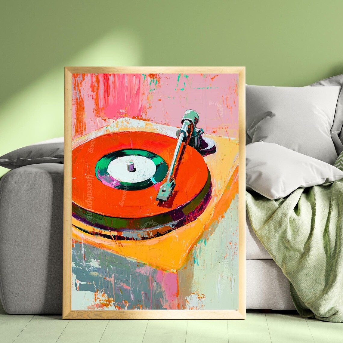 Red Retro Record Player Vintage Music Art Print