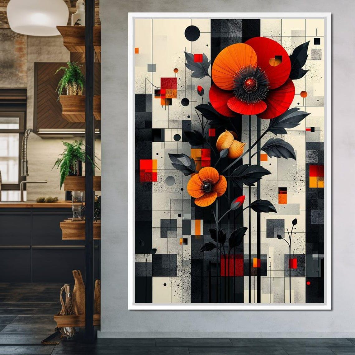 Geometric Bloom Elegance Modern Floral Wall Art Abstract Patterns Elegant Home Decor Contemporary Art Print By Nichecanvas - Image 2