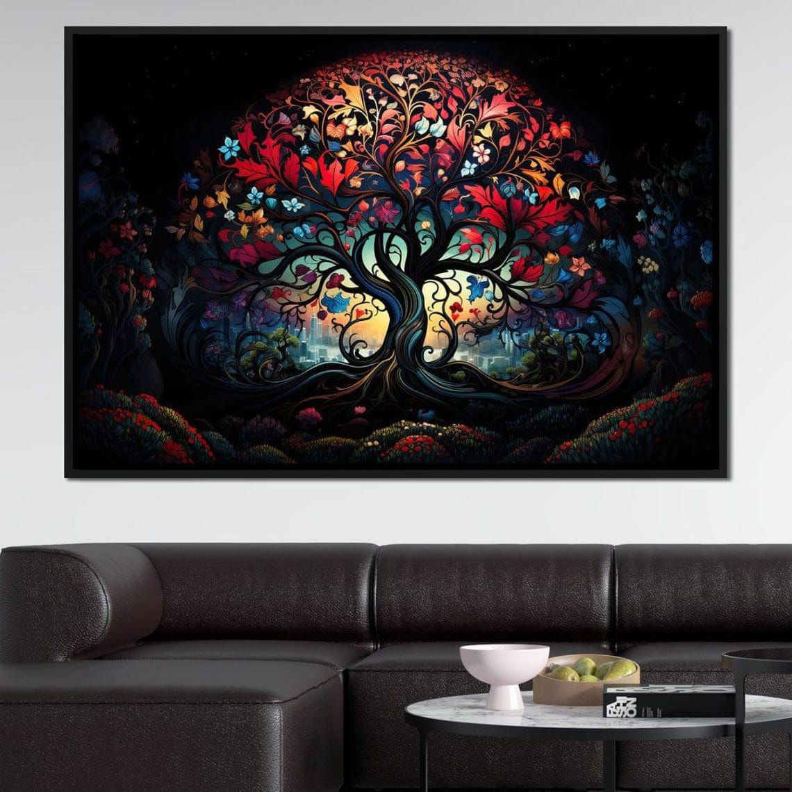 Tree of Life Circular Night Blooming Colorful Fantasy Art Poster - Image 2