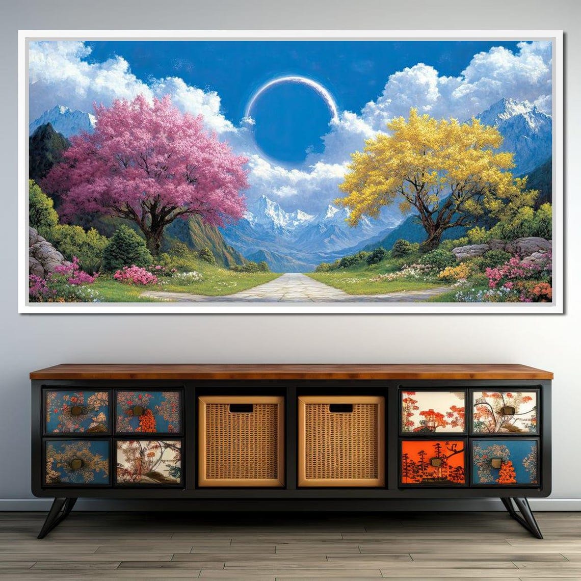 Rainbow Valley With Pink And Golden Trees By A Mountain Road Poster - Image 4