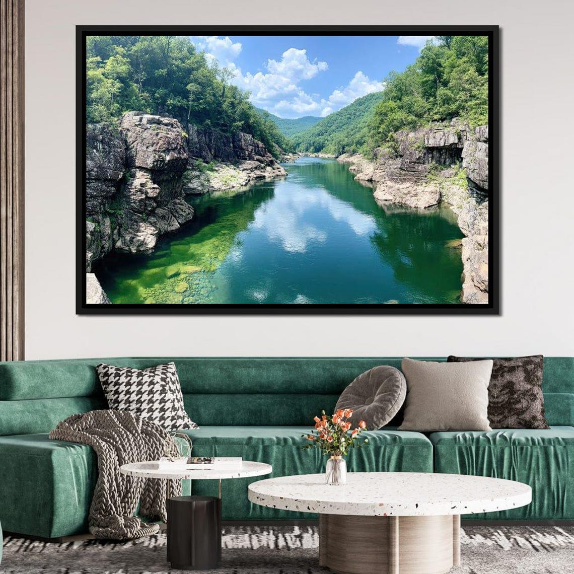 Tranquil River Passage Serene River View Art Nature Landscape Peaceful Home Decor Calming Waters Scenic Wall Art By Nichecanvas - Image 2