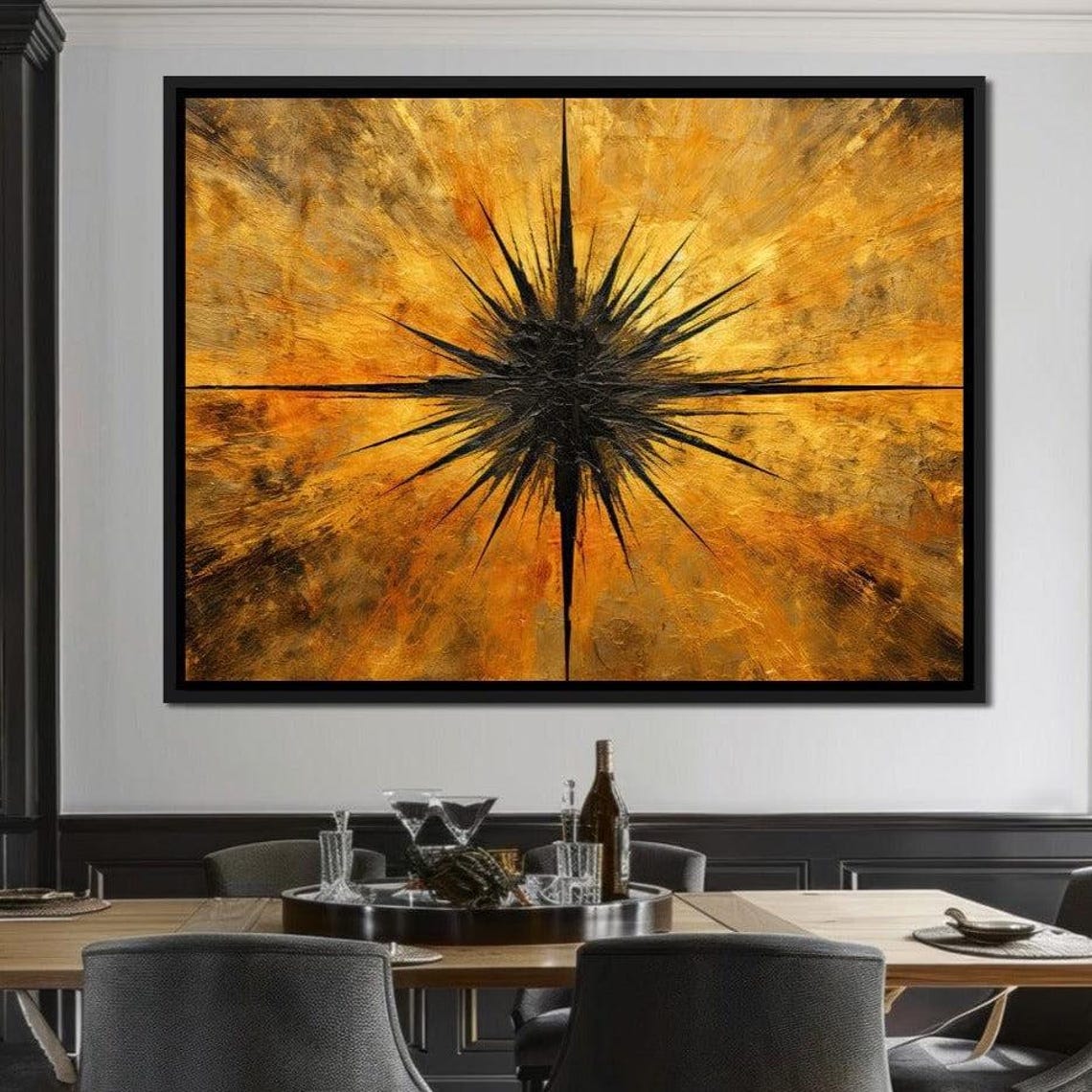 Radiant Epoch Burst Abstract Star Explosion Golden Hues Dramatic Wall Art Modern Home Decor Eye Catching Design By Nichecanvas - Image 2
