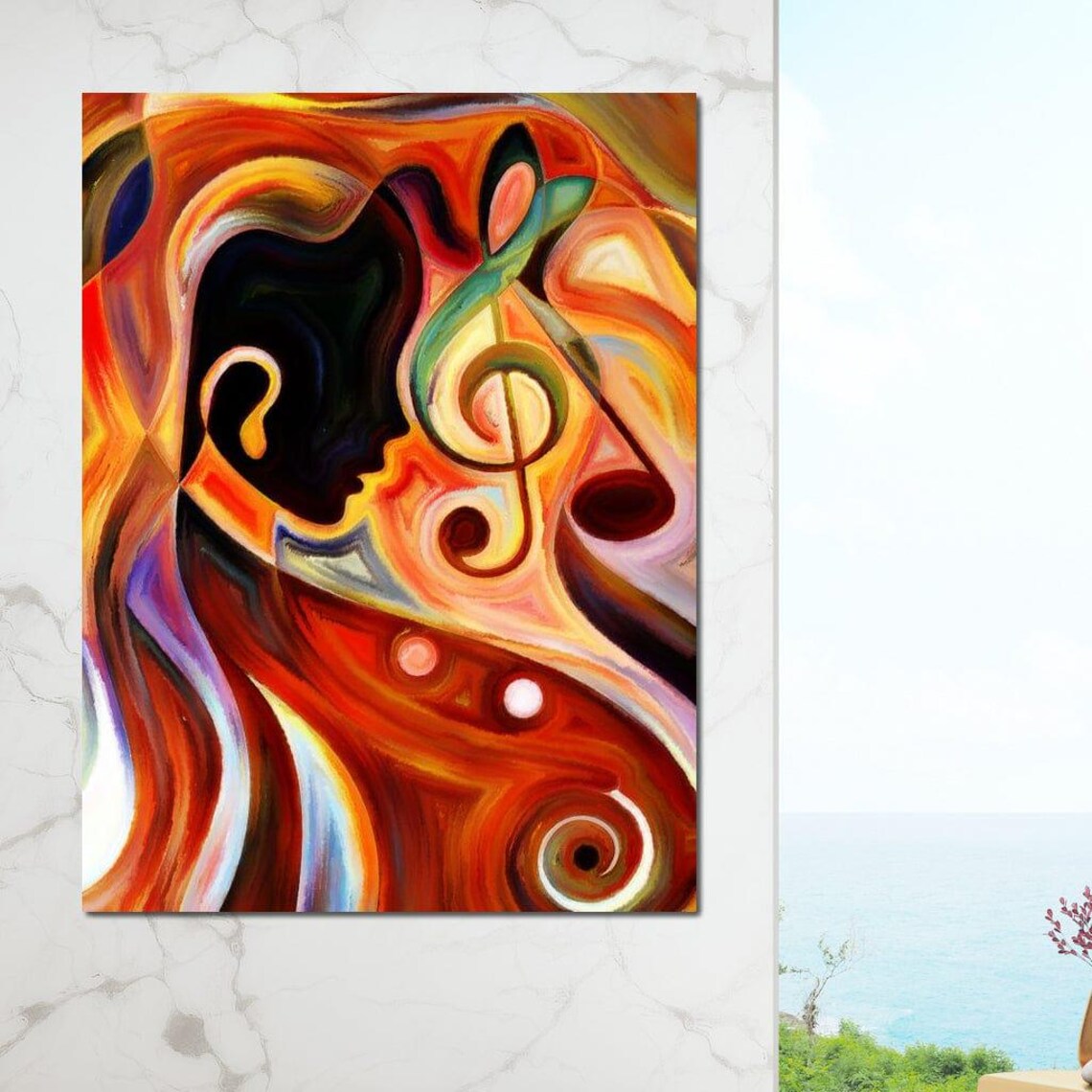 Fiery Abstract Treble Clef Musical Portrait Vibrant Colorful Music Wall Art - Image 4