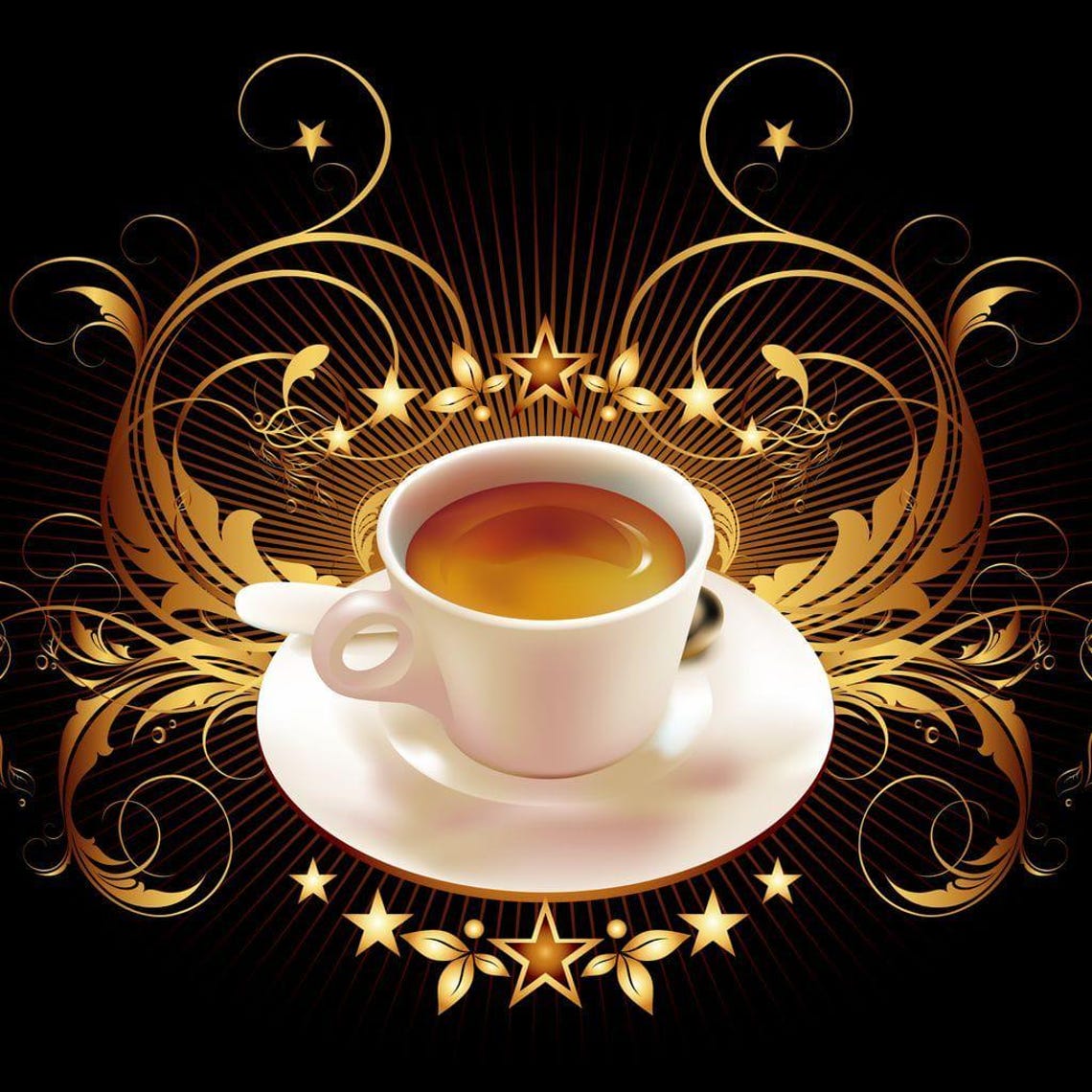 Star Coffee Elegant Coffee Lover Decor Modern Kitchen Art Black Gold Coffee Aesthetic Multi Panel Wall Art By Nichecanvas - Image 2