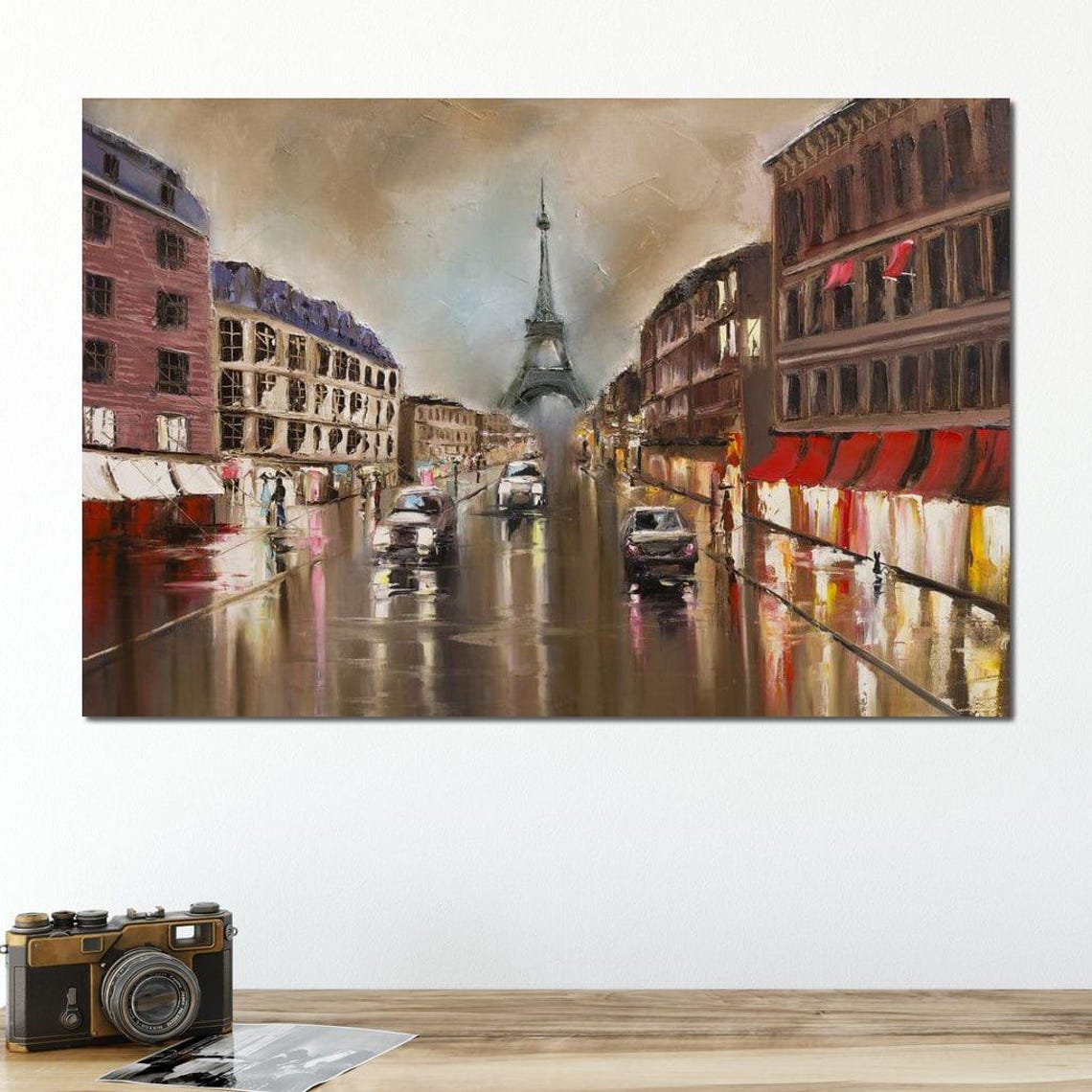 Paris Eiffel Tower Rainy Street Night Lights Cityscape Poster - Image 4