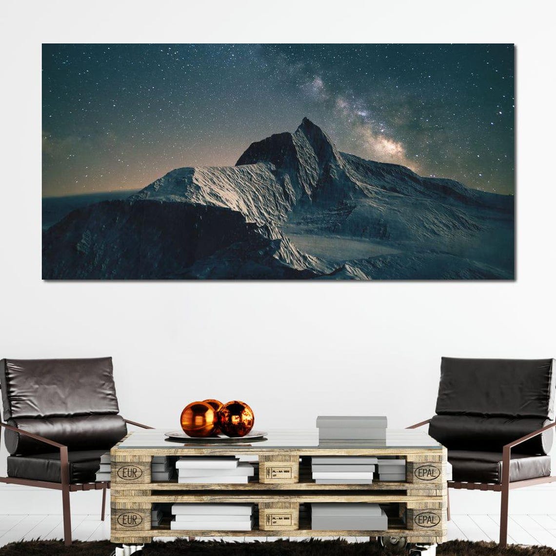Mountain Under The Stars Night Landscape Art Starry Sky Mountain View Print Serene Nature Wall Decor By Nichecanvas - Image 4