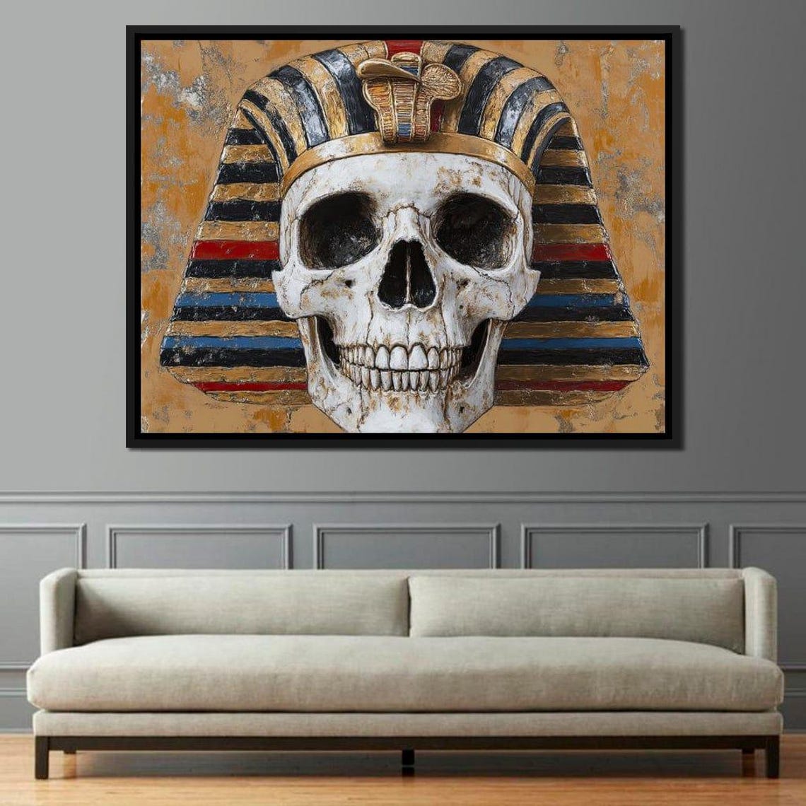 Ancient Echoes Pharaoh Skull Egyptian Skull Wall Art Gothic Home Decor Dark Fantasy Decor By Nichecanvas