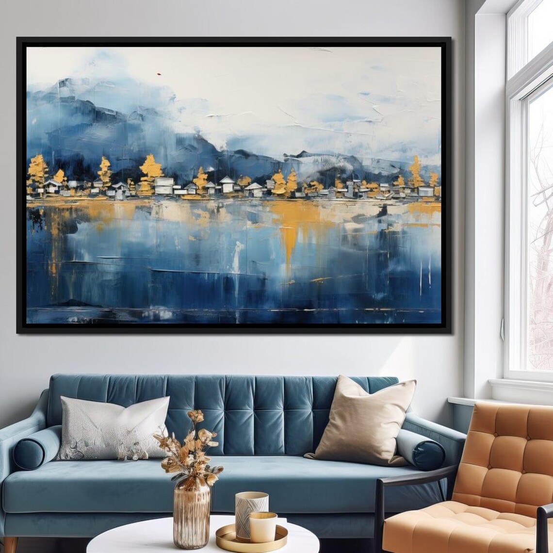 Mystical Forest Lake Abstraction Modern Wall Art Nature Decor Calming Colors Abstract Design Serene Atmosphere By Nichecanvas